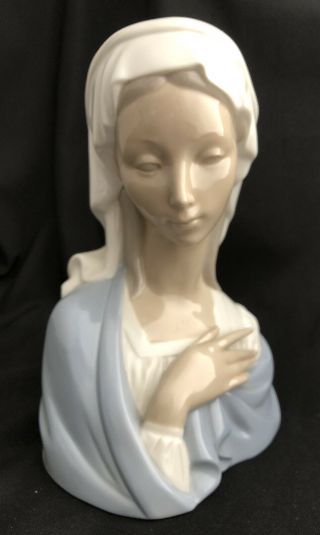 Lladro 4649 Madonna Head Bust Holy Mother Virgin Mary W Hand On Heart Figurine
