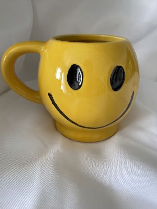 Vintage Mcoy Yellow Smiley Face Coffee Mug 70’s Awesome Happy Face