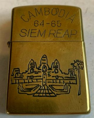 Brass Cambodia / Vietnam Zippo Lighter Double Sided,  1964 - 65
