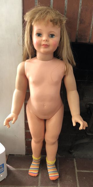 Vintage Ideal Patti Playpal Doll Blue Eyes G 35 Light Brown Hair Great Cond