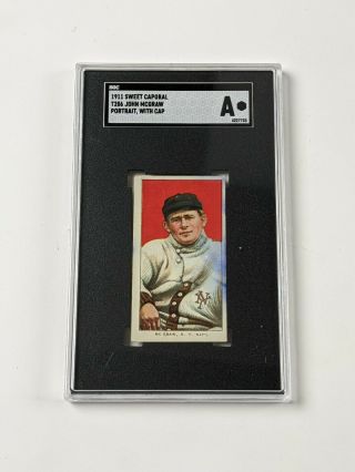 1911 Sweet Caporal T206 John Mcgraw Portrait W/ Cap Baseball Card Sgc