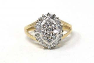 Large Heavy Vintage 9ct Yellow Gold 375 Natural Diamond 0.  7ct Ring 3.  4g 463