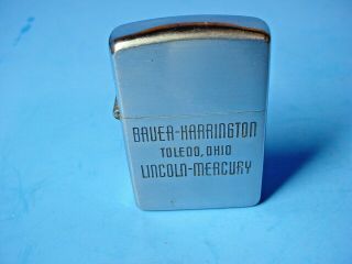 Vintage Zippo Advertising Bauer - Harrington Lincoln - Mercury Car Dealer Lighter