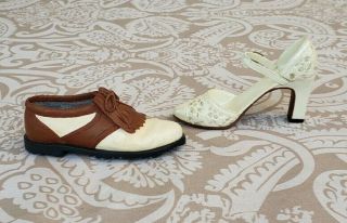 Just The Right Shoe By Raine Shoe Miniatures Golf Shoe & Shower Of Flowers Heels