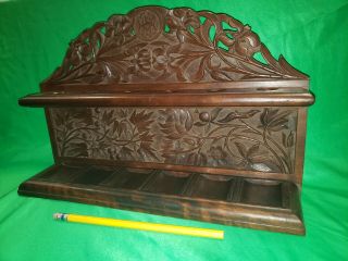 Vintage Tobacco Smoking Pipe Stand (for 6 Pipes).  Engraved Wooden Rack Holder