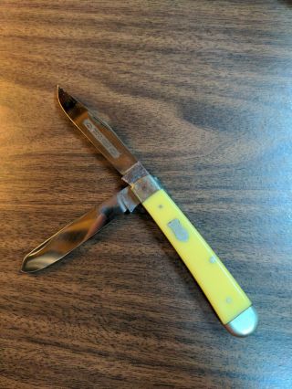 Vintage Solingen Germany Carl Schlieper German Eye Yellow Large Pocketknife
