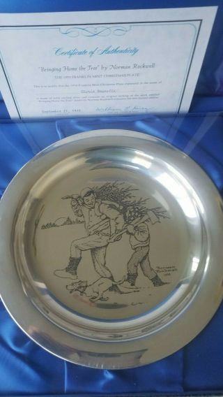 Franklin Christmas Plate,  Sterling Silver,  Norman Rockwell