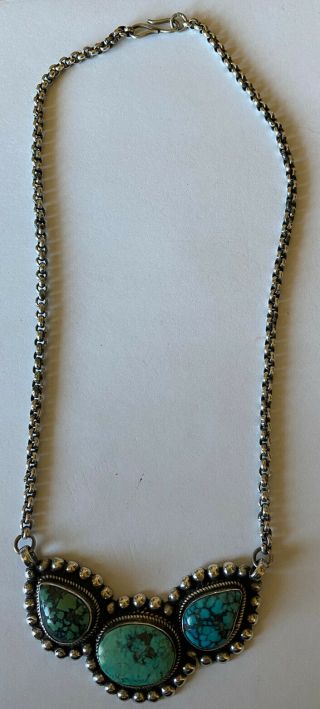 Vintage 1970’s Sterling Silver Turquoise Choker Necklace