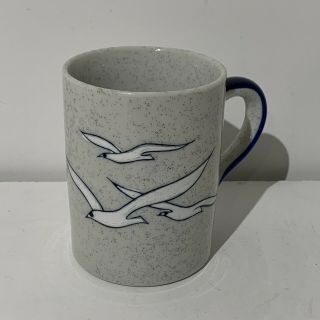 Stoneware Ceramic Embossed Seagulls Beach Coffee Tea Mug Cup Vintage Otagiri