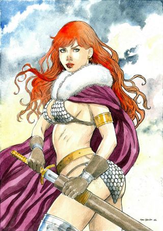 Red Sonja Sexy Color Pinup Art - Comic Page By Marc Holanda