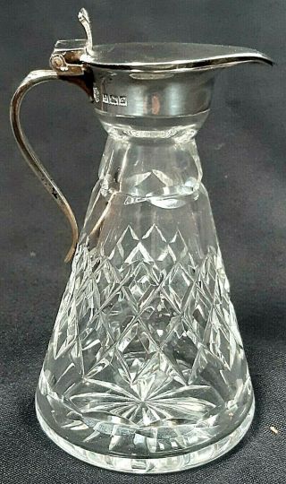 Elizabeth Ii Period Sterling Silver & Cut Glass Whisky Noggin Birmingham 1963