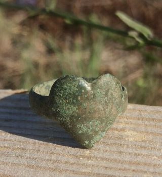 Bronze Ring - Heart Love - Ancient Rare Authentic Artifact Viking Kievan Rus