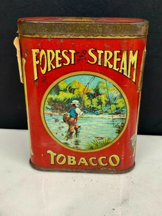 Vintage Forest And Stream Tobacco Tin Fly Fisherman Version