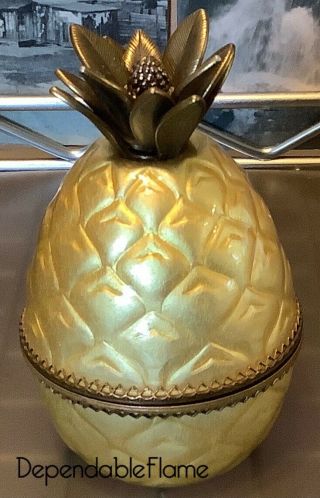 Vintage Evans Pineapple Petrol Table Lighter Made In Usa Pat 2,  723,  547 Glass✌️