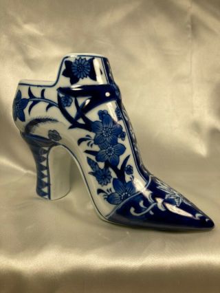 Blue And White Porcelain Ceramic High Heel Shoe