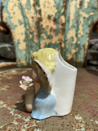 Vintage Ceramic Angel Cherub Bust Planter 3” 2