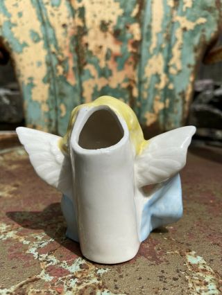 Vintage Ceramic Angel Cherub Bust Planter 3” 3