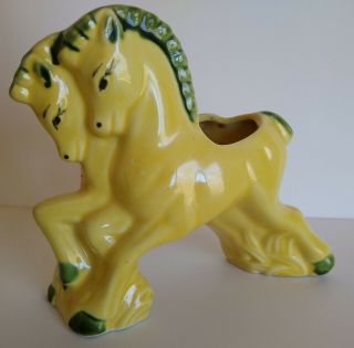 Vintage Art Deco China Pottery Horse Pony Planter Figurine Mcm Yellow