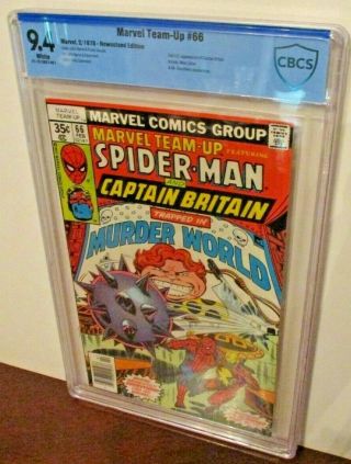 Marvel Team - Up 66 1972 Series Cbcs 9.  4 Spider - Man & Captain Britain