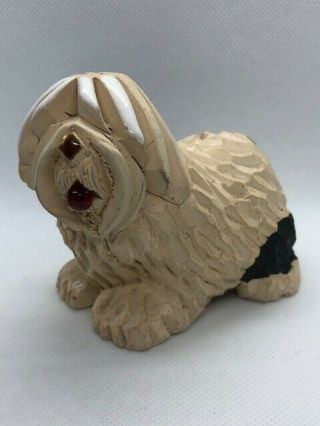 Retired Figurine Artesania Rinconada Uruguay Old English Sheep Dog Glass Tongue