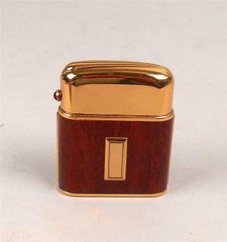 Vintage Evans Art Deco Gold & Wood Grain Cigarette Lighter