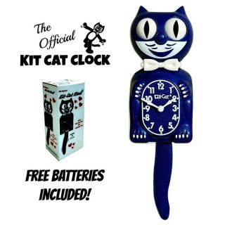 Galaxy Blue Kit Cat Clock 15.  5 " Glitter Battery Made In Usa Kit - Cat Klock