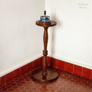 French Vintage Solid Oak Wood Smokers Floor Standing Pedestal Gitanes Ashtray