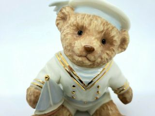 Lenox " First Mate " Porcelain Teddy Bear Sailor Boy 24k Gold Accents Euc