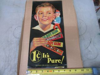 Vintage Goudey Gum Co.  Oh Boy Chewing Gum Sign.  15 1/2 " X 7 1/4,  1 Cent