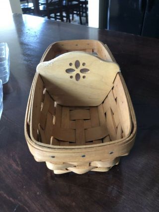 Vintage Longaberger Handwoven Cracker Basket & Plain Single Wooden Divider