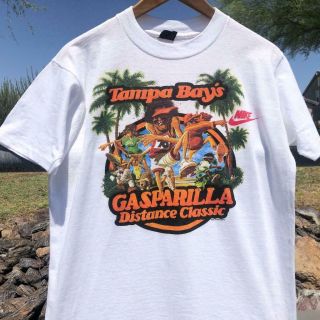 Rare Vtg 80s Nike Gasparilla Tampa Bay Race Running Graphic Promo T Shirt M