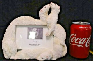 Adorable White Ferret Figurine Photo Frame 8 " Tall,  E & S Imports Inc,  Usa