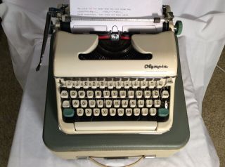 Vintage 1960’s Olympia Portable Typewriter & Case,  West German Made