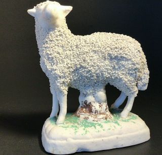 Antique Staffordshire Confetti Sheep Figurine 3 1/4 " H Rare 1800 