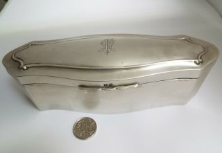 LARGE SIZED HEAVY ENGLISH ANTIQUE 1916 STERLING SILVER TABLE JEWELRY BOX 2