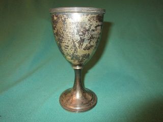 1926 Sterling Silver Shooting Trophy Cup Hollandale Gun Club World Record Double