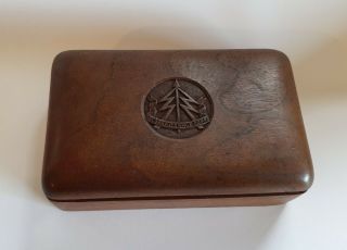 Vintage Carved One - Off Reconnaissance Army Corps Wwii Wooden Cigarette Box Desk