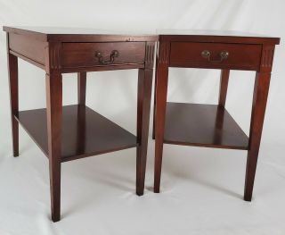 Mersman Mahogany End Table Pair Vintage 7641 Nightstand With Drawer 1960 