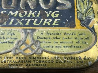 Rare Australian mick Simmons LONUS 2 Oz tobacco tin art nouveau 2