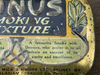 Rare Australian mick Simmons LONUS 2 Oz tobacco tin art nouveau 3