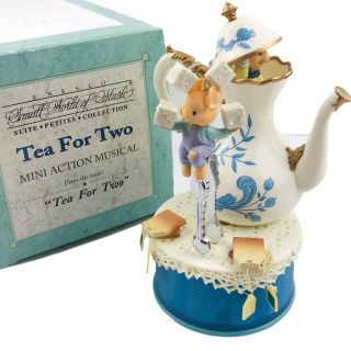 Vintage 1995 Enesco Mice Tea For Two Music Action Box - Small World Of Music