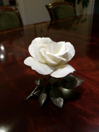 Boehm White Masterpiece Rose Flower Porcelain Bronze Figurine Ltd Ed England