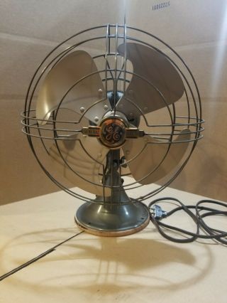 Vintage General Electric Vortalex 12 " Oscilating 3 Speed Fan Fm12v1