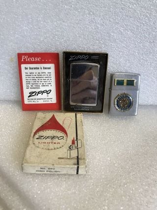 2 - Vintage Zippo Lighters One In Orginal Box,  One With American Legion Emblem