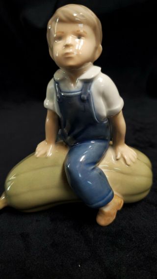 Royal Copenhagen Denmark Figurine " Boy On Gourd " 4539 - 1965