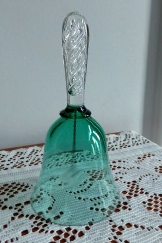 Vintage Gree Crystal Bell With Clear Air Twist Handle