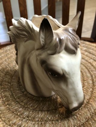 Vintage Napcoware Ceramic Gray/white Horse Head Planter Vase 6”