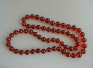 Vintage 34 " Necklace Cherry Amber Bakelite Beads 93 Grams Translucent