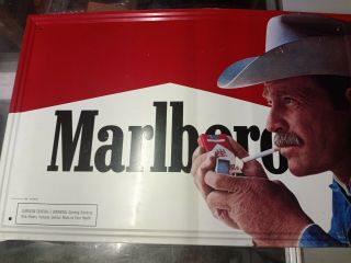 Vintage Marlboro Man Tin Metal Sign Cowboy 23.  5 X 15.  5 Advertising Philip Morris
