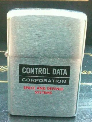 Vintage 1969 Zippo Advertising Control Data Corporation In Red Stripe Box
